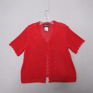 Vintage Sag Harbor Cardigan Red Open Knit Dainty Coquette Fairy Y2K 90s Holiday